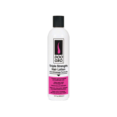 Bottle of Doo Gro Triple Strength Hair Lotion on a white background